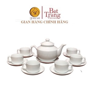 Bộ ấm chén uống trà dáng vuông cỡ S2 có đĩa, bộ ấm chén uống trà Bát Tràng