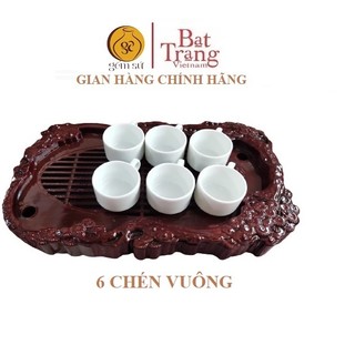 Bộ 6 chén Bát Tràng dáng vuông