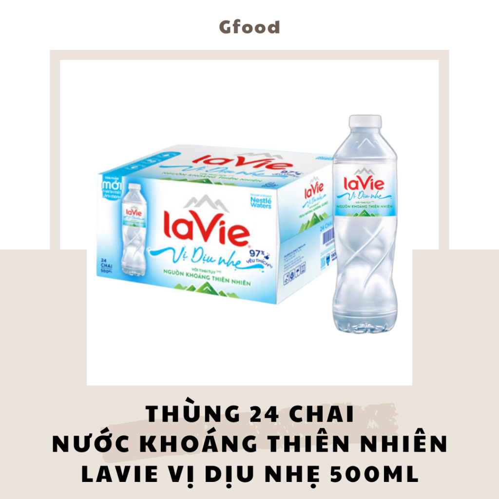 [THÙNG 24 CHAI] LaVie Nước Khoáng Thiên Nhiên Vị Dịu Nhẹ 500ml