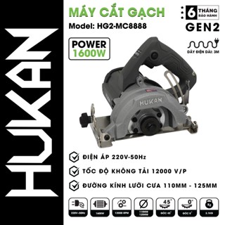  Máy cắt gạch cầm tay HUKAN HG2-MC8888 Công suất 1600W Đường kính lưỡi 110-125mm 