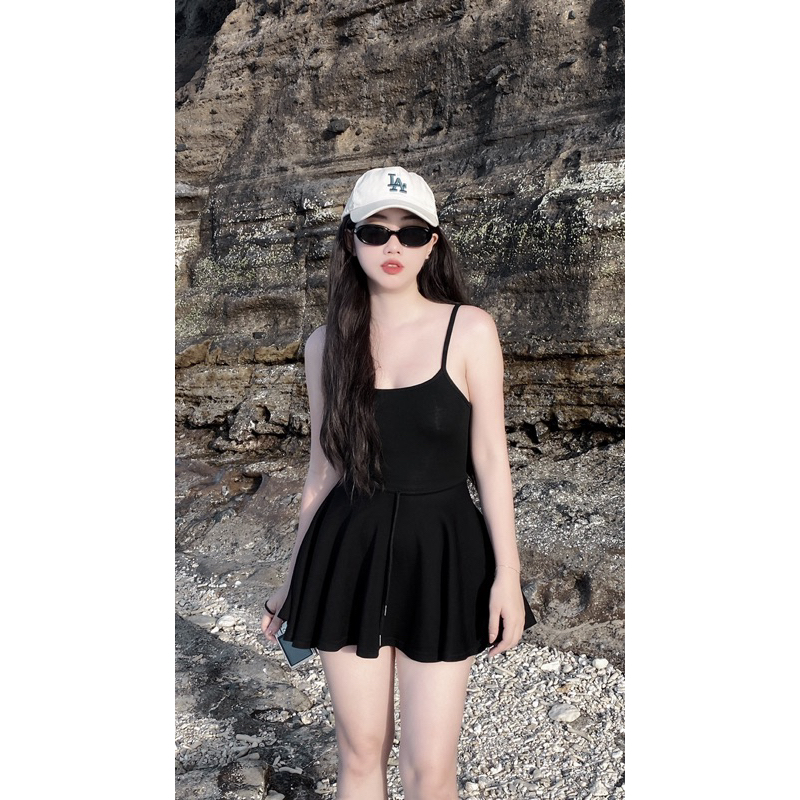 (KÈM MÚT NGỰC)Bộ jumpsuit DÁNG VÁY chữ A ôm body tôn dáng style Ulzzang | BigBuy360 - bigbuy360.vn