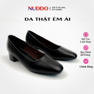 Giày Tiếp Viên Hàng Không Nữ 3p Êm Chân, Guốc Công Sở Nữ Gót Vuông Da Thật Cao Cấp NUDDO N3D01