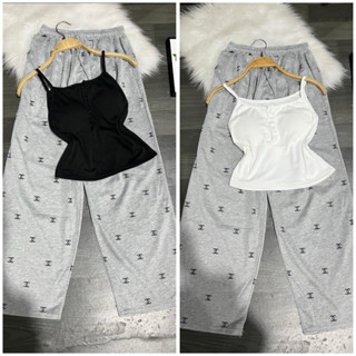 Set Quần Xuông Chữ X Kèm Áo 2 Dây 4 Cúc Chất Tăm Lạnh Có Đệm Ngực