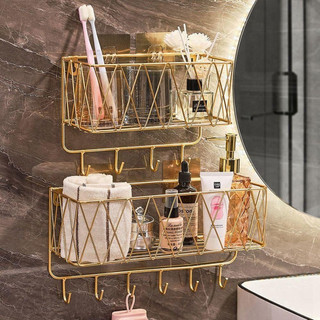 Kệ để đồ dùng treo tường có móc treo đồ tiện lợi dành cho phòng tắm phòng ngủ phong cách Châu Âu (GDBT)