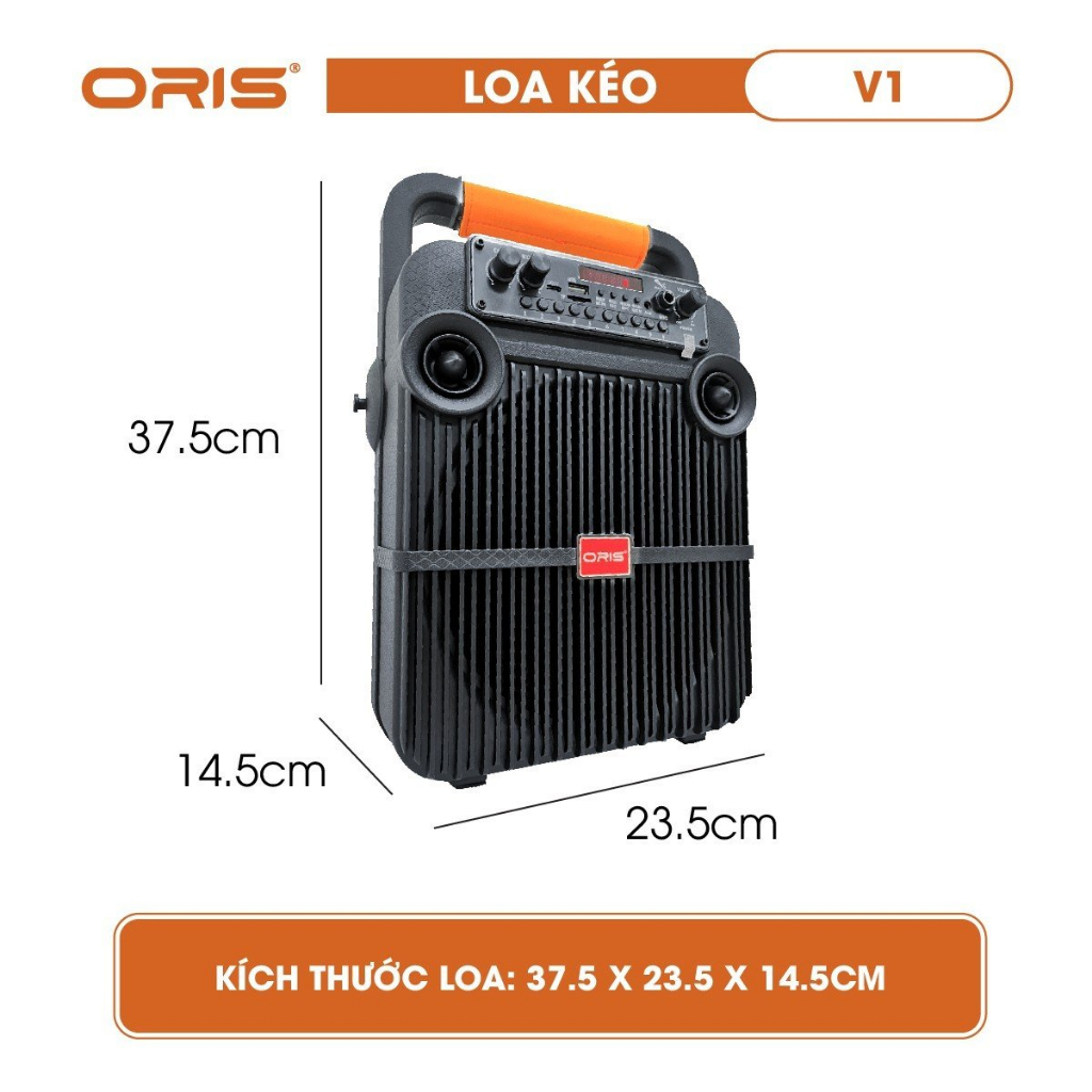 Loa karaoke di động chính hãng ORIS V1, Loa kẹo kéo bluetooth tặng kèm 01 mic sóng UHF