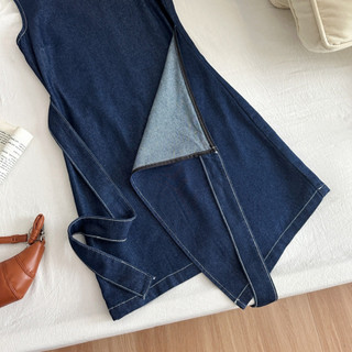 AfterBefore | Đầm Denim Sát Nách Vạt Đắp