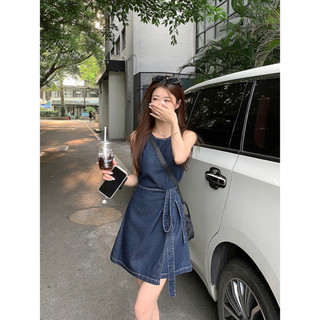 AfterBefore | Đầm Denim Sát Nách Vạt Đắp