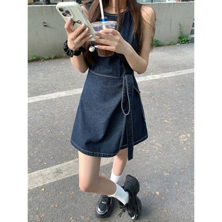 AfterBefore | Đầm Denim Sát Nách Vạt Đắp