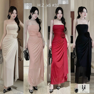 Váy Body 2 Dây Lưới Vạt Hoa
