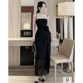 Váy Body 2 Dây Lưới Vạt Hoa