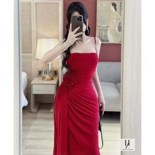 Váy Body 2 Dây Lưới Vạt Hoa