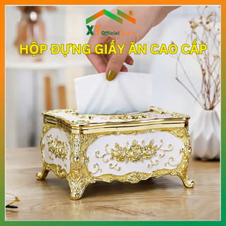 Hộp Đựng Giấy Ăn Hoàng Gia Mạ Vàng Trang Trí Nhà Cửa, Hộp Đựng Khăn Giấy Xe Hơi Ô tô