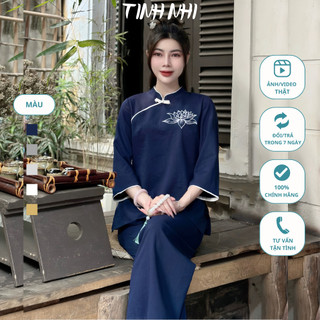Đồ lam pháp phục thêu hoa sen TINH NHI sang trọng và đẳng cấp PP171