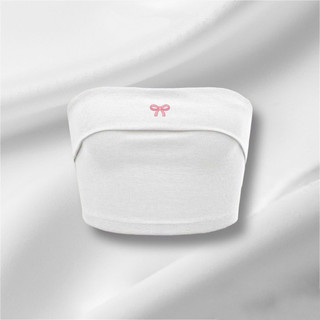 ÁO ỐNG NGANG GẤP NẾP IN NƠ HỒNG NHỎ TRƯỚC OGNONO97
