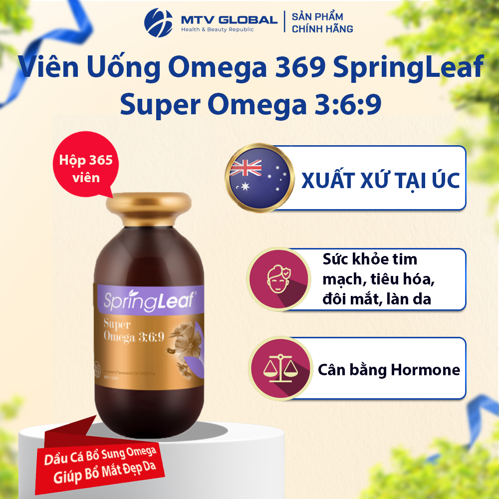Viên Uống Omega 369 SpringLeaf Super Omega 3:6:9 - Dầu Cá Bổ Sung Omega Giúp Bổ Mắt Đẹp Da
