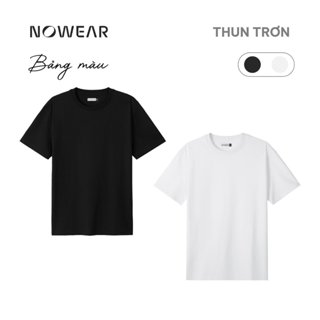 Combo 2 Áo thun trơn nam 215GSM cao cấp NOWEAR - Áo phông nam Cotton co giãn, mềm mịn, cực thoải mái và siêu thoáng