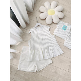 Set áo dập ly sát nách phối quần short