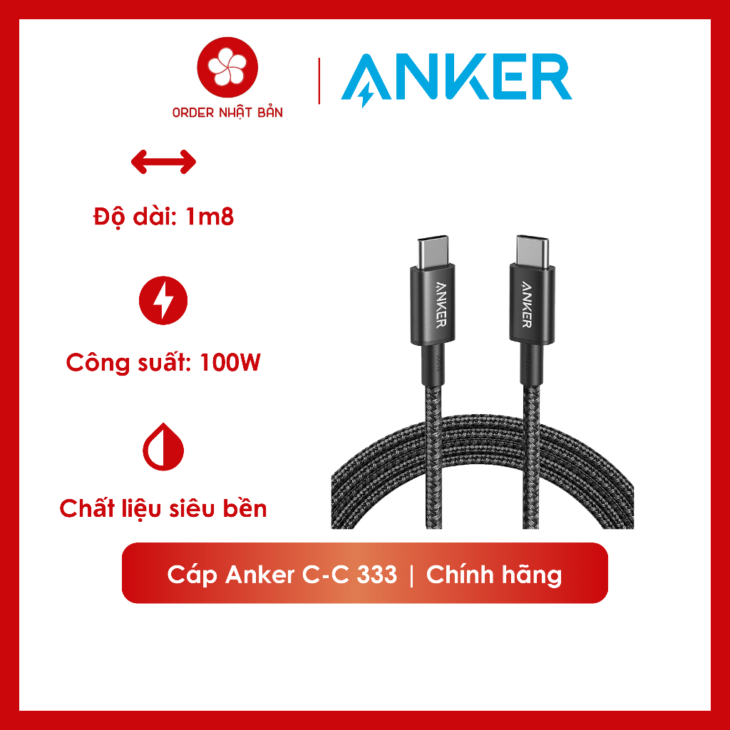 [Giá hủy diệt] [Ảnh thật] Bộ cáp sạc Anker 333 USB Type C sang USB Type C Japanshop 2