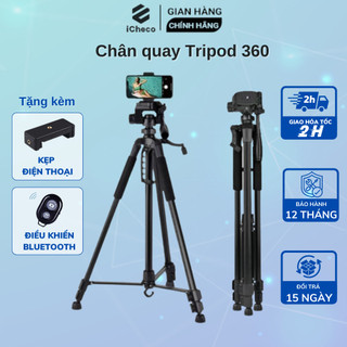 Chân quay máy ảnh tripod điện thoại thiết kế chắc chắn có túi đeo tặng kèm kẹp điện thoại chính hãng iCheco CT88