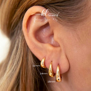  Bông Tai Tròn Trơn Size Nhỏ Khoen Tròn Kim Loại Đơn Giản Khuyên Tai Nữ Hình Tròn Basic 14mm - E260