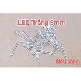 Led trắng 3mm ánh sáng trắng siêu sáng bóng đèn led sáng trắng 3mm