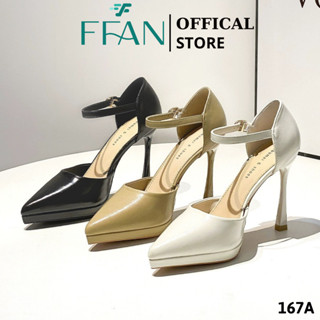   Sale lẻ size Giày cao gót mũi nhọn đế đúp gót nhọn 10 phân 167A da mềm mại FFAN STORE bít mũi quai cài đen be trắng 