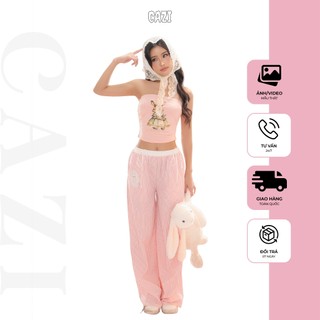 Cazi - Lally Pants - Quần xuông kẻ phối cạp