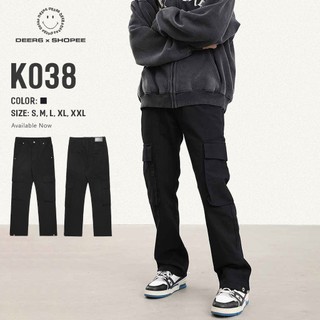 Quần kaki túi hộp nam nữ cargo pant K038 Deer6 màu đen