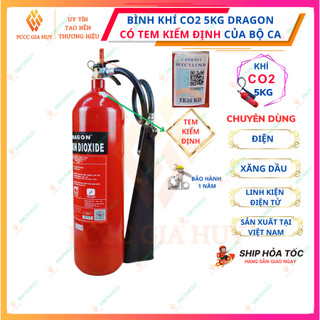 Bình chữa cháy khí co2, bình cứu hoả chính hãng dragon có tem kiểm định của bộ ca - pccc gia huy
