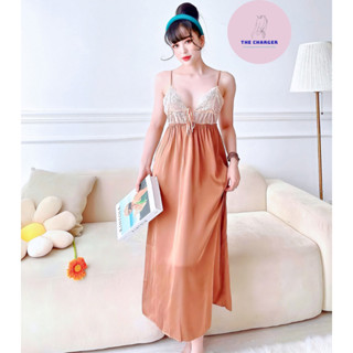 Váy Đầm Ngủ Bộ Bigsize 2 Dây Mặc Nhà Lụa Phối Ren Dáng Dài Thiết Kế Cao Cấp Sang Chảnh 50-90kg THE CHARGER