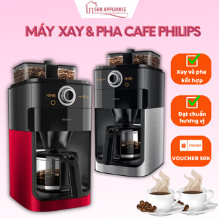 Máy Pha Cà Phê Philips Tự Động, Mini, Xay Hạt Công Suất 1000W, Dung Tích 10 Tách Cafe, Màu Đỏ Và Đen