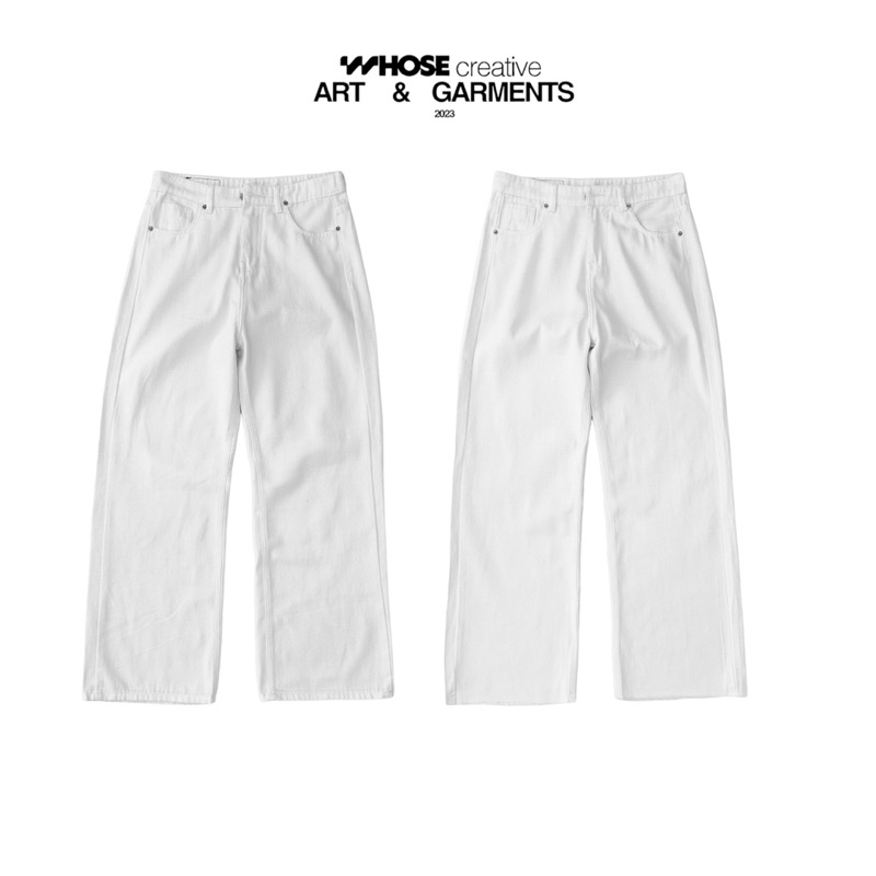 WHITE CUT BAGGY JEANS - Quần jeans trắng