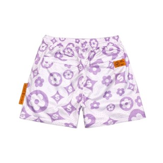 [SMAKER] Quần đùi nam kiểu thể thao, quần short vải lưới mesh cao cấp-FLOWER LOGO MESH SHORT IN PURPLE