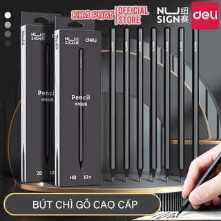 Bút Chì 2B Gỗ Đen Nusign Cao Cấp Deli NS722 Nét Chì Đậm (1 Cái)