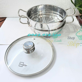 Bộ nồi xửng hấp inox 430 bếp từ 3 đáy Sandwich Fivestar size 20cm , 24cm , 26cm , 28cm , 30cm , dùng được mọi bếp