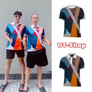 Áo thun unisex nam nữ phối màu hoạt tiết chất thun lạnh mềm mát trend bigsize đến 100kg - DTS TTMT