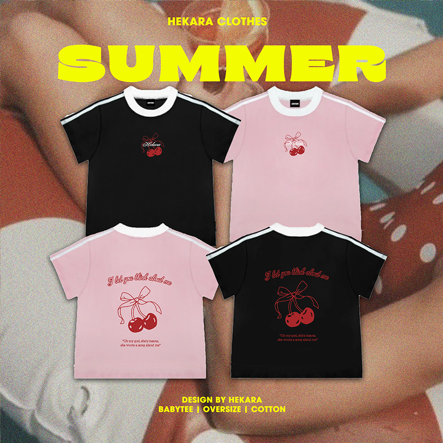 Áo Babytee Nơ Cherry Cổ tròn 100% Cotton Phong Cách Streetwear - Hekara Clothes