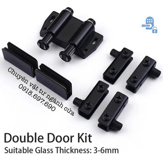 Bản lề cửa tủ kính màu đen - lề nhấn kính 5mm