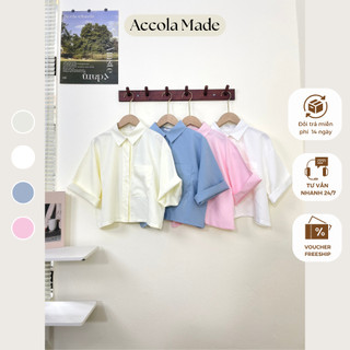 Áo sơ mi nữ cộc tay chất liệu thô by Accola Made 2605