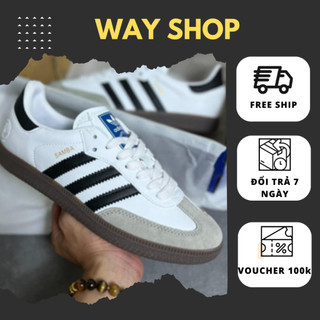 Giày_Adidas Samba Trắng,Giày Samba ADS Nam Nữ Trắng Sọc Đen Cá Tính Mẫu Basic Đi Êm Chân Full Box Bill