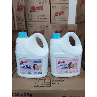 Nước giặt xả 2in1 A-on can 3kg lưu hương lâu, hương tươi ngát