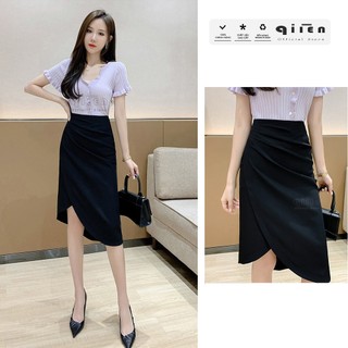 Chân Váy Bút Chì Lưng Cao QIIEN, Chân Váy Công Sở Chất Umi Co Dãn Lên Form Xinh CV018