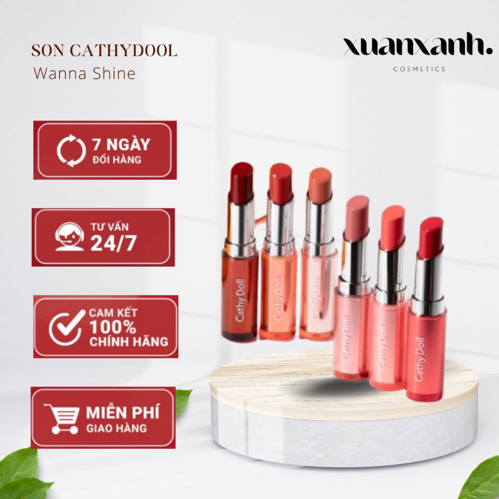 Son môi Cathy Doll Wanna Shine có sắc nhũ và dưỡng ẩm siêu tốt CATHY DOLL Wanna Shine Lipstick 3g