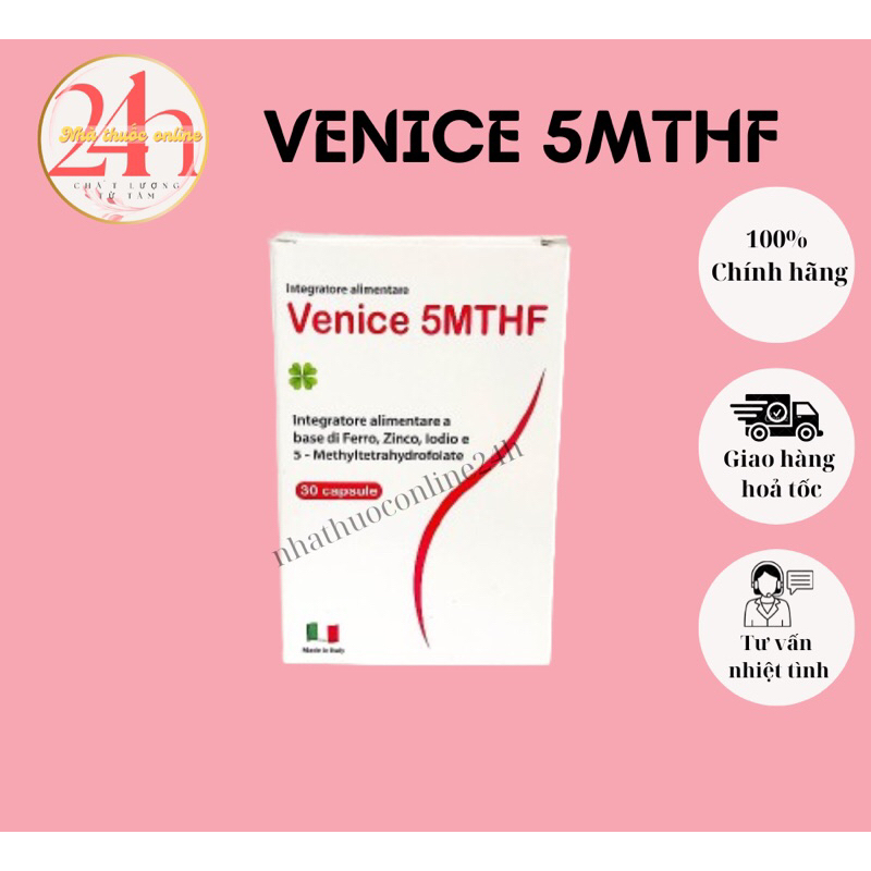 Venice 5-MTHF - Bổ Sung Folate, Ngăn Dị Tật Thai Nhi, Bổ Trứng, Tăng Khả Năng Sinh Sản (Hộp 30 Viên)