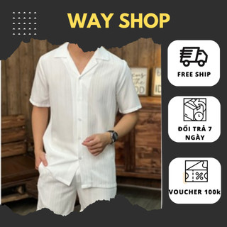 Set Đũi Nam, Set Đũi Gân Liner WAY SHOP Chất Liệu Vải Đũi Gân Nhẹ Mềm Mịn Thoáng Mát Trẻ Trung Năng Động