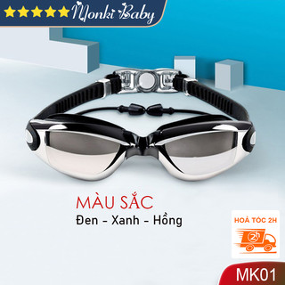 Kính bơi mạ bạc thời trang trẻ em lớn tuổi teen, chống đọng sương hơi mờ, chống vào nước & tia UV, tặng bịt tai | MK01