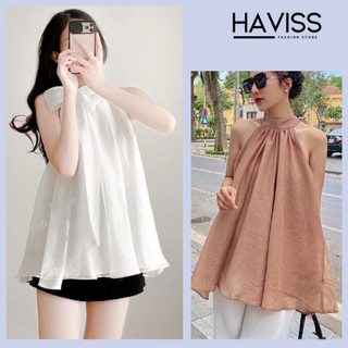 Áo voan yếm tiểu thư Haviss thiết kế áo yếm cổ cách điệu thắt nơ rời 2 kiểu phong cách dịu dàng trẻ trung