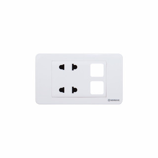 Mặt 2 ổ cắm 2 chấu 16a+ 2 công tắc sino mã s18au2/xx kèm hạt ct vuông, hạt báo sino