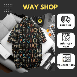 Áo Sơ Mi Lụa Nam, Áo Sơ Mi Nam Lụa Hàn Cổ Đức Ferer WAY SHOP Hoạ Tiết Tối Màu Cá Tính Trẻ Trung Năng Động