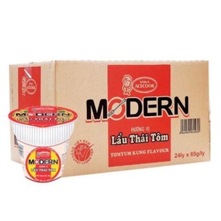  Mì Lẩu Thái Tôm Modern Sợi Mì Sợi Tròn Nhỏ Thơm Ngon - 24ly x 65g 
